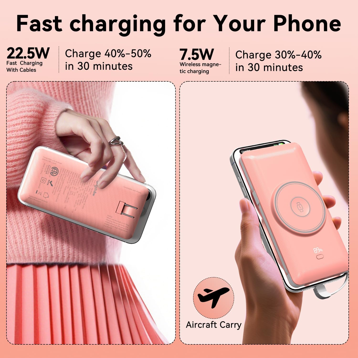 Cargador portátil magnético de 10000 mAh para iWatch y iPhone, 22.5...