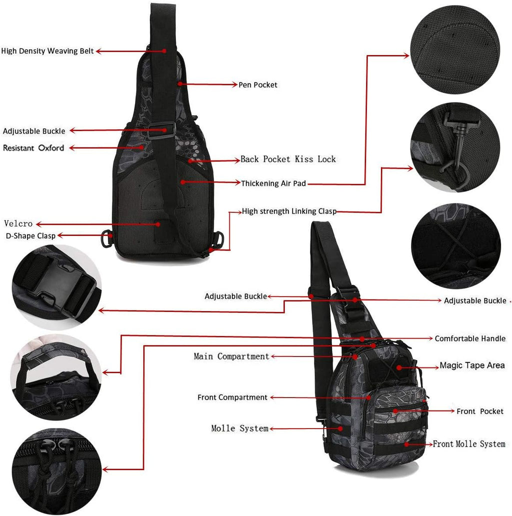 LBlanco Mochila táctica para el hombro, pequeña, para exteriores, p...
