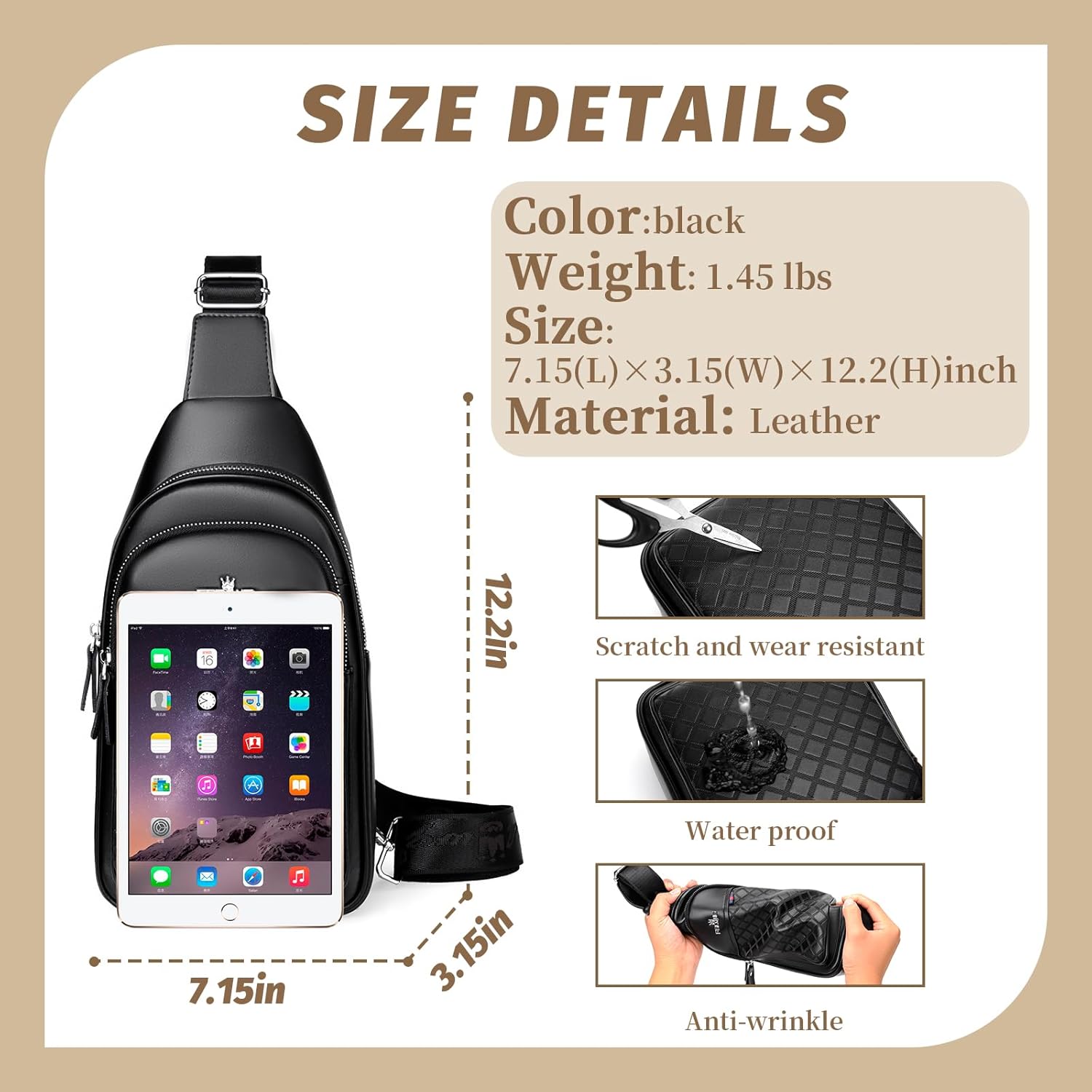 FSD.WG sling Backpack for Men Chest Bag Crossbody Shoulder Bags Tra...