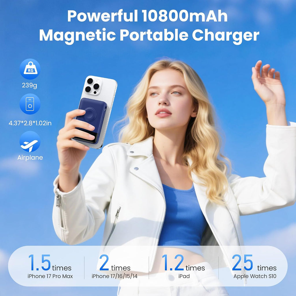 Ekrist Cargador portátil magnético para MagSafe con cable integrado...