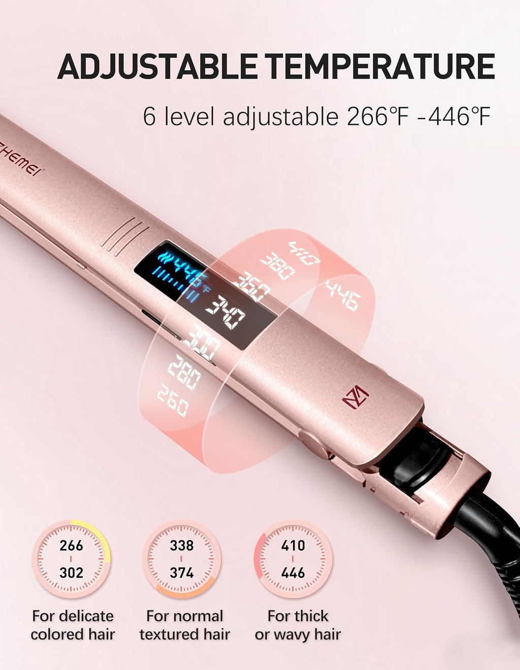 ZM ZHEMEI Plancha para el cabello, plancha plana de 1 pulgada con p...
