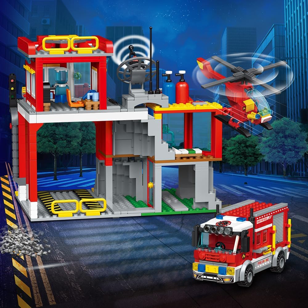 MindBox City Fire Rescue - Juego de construcción con estación de bo...