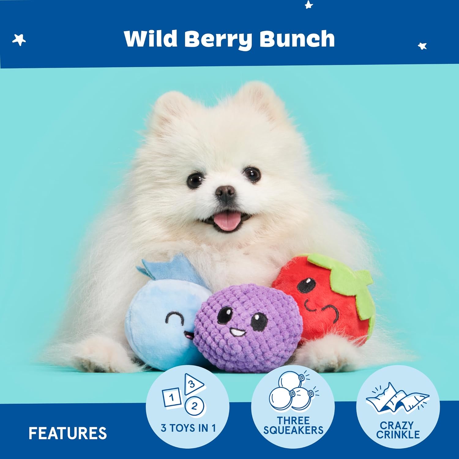Barkbox Wild Berry Bunch - Juguete multiparte para perros y cachorr...