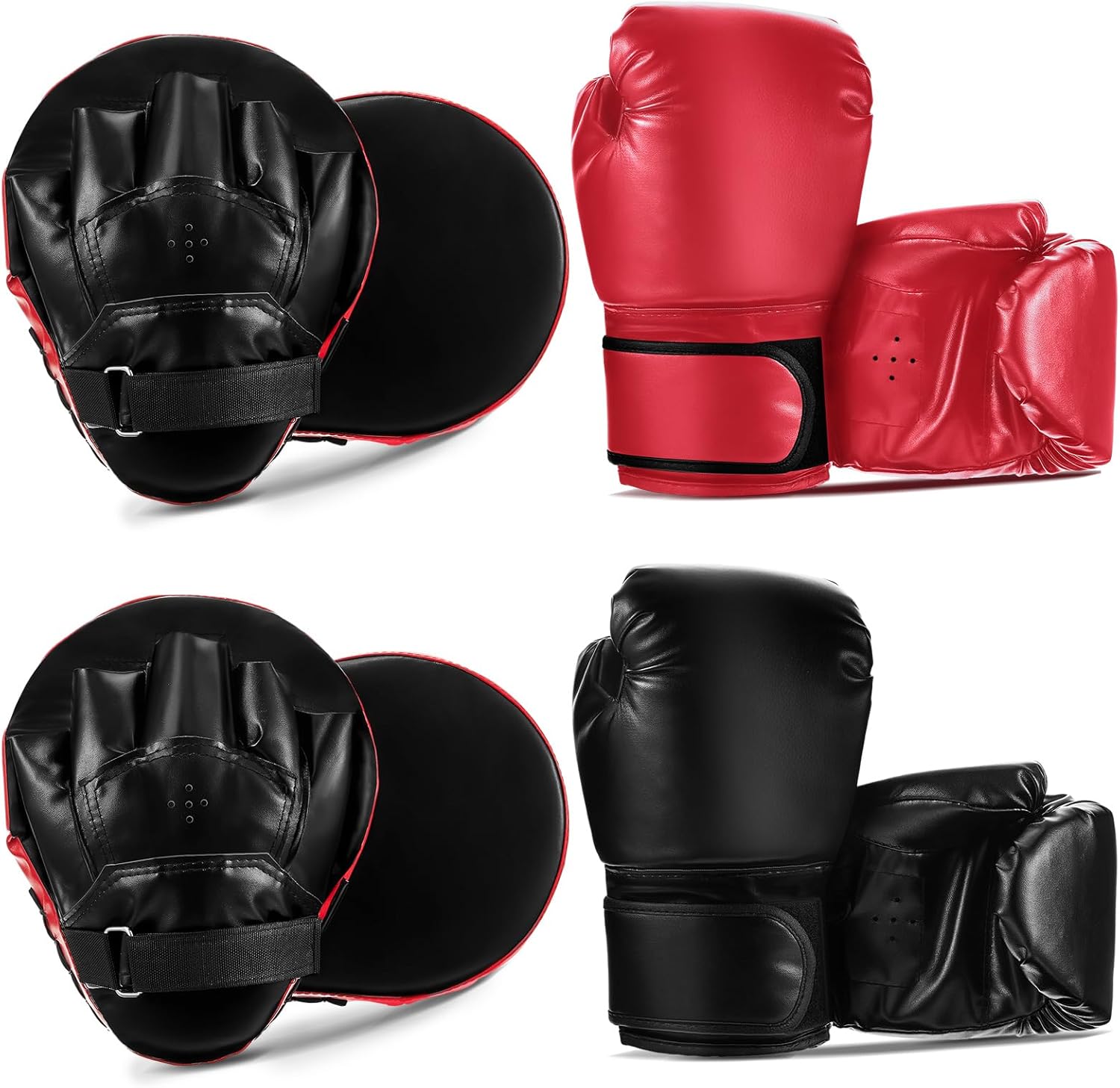 Foilswirl Juego de 2 pares de guantes de boxeo 4 en 1 de 8 onzas y...