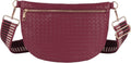 Bolsos cruzados tejidos para mujer, cinturón de cuero, riñonera, ca...