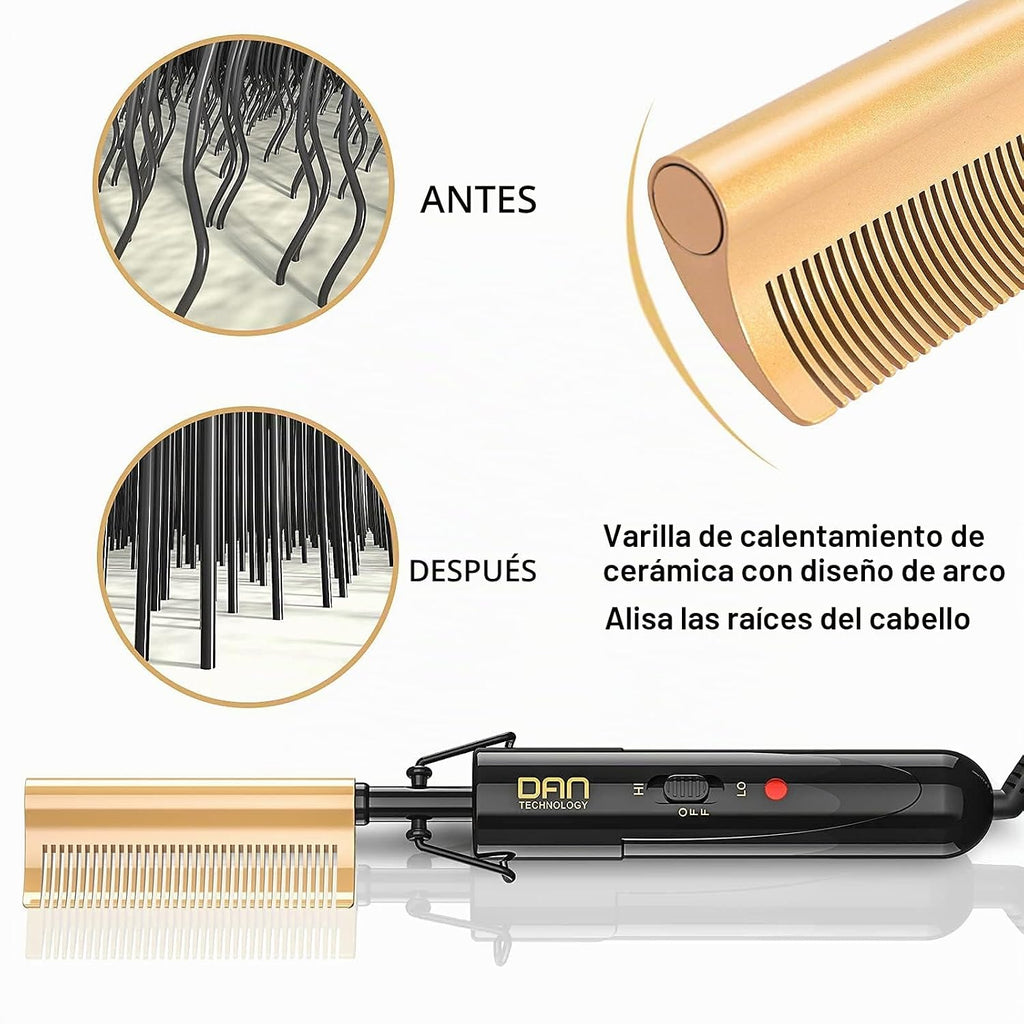 DAN Technology Plancha Alisadora de Cerámica Curva y Peine de Presi...