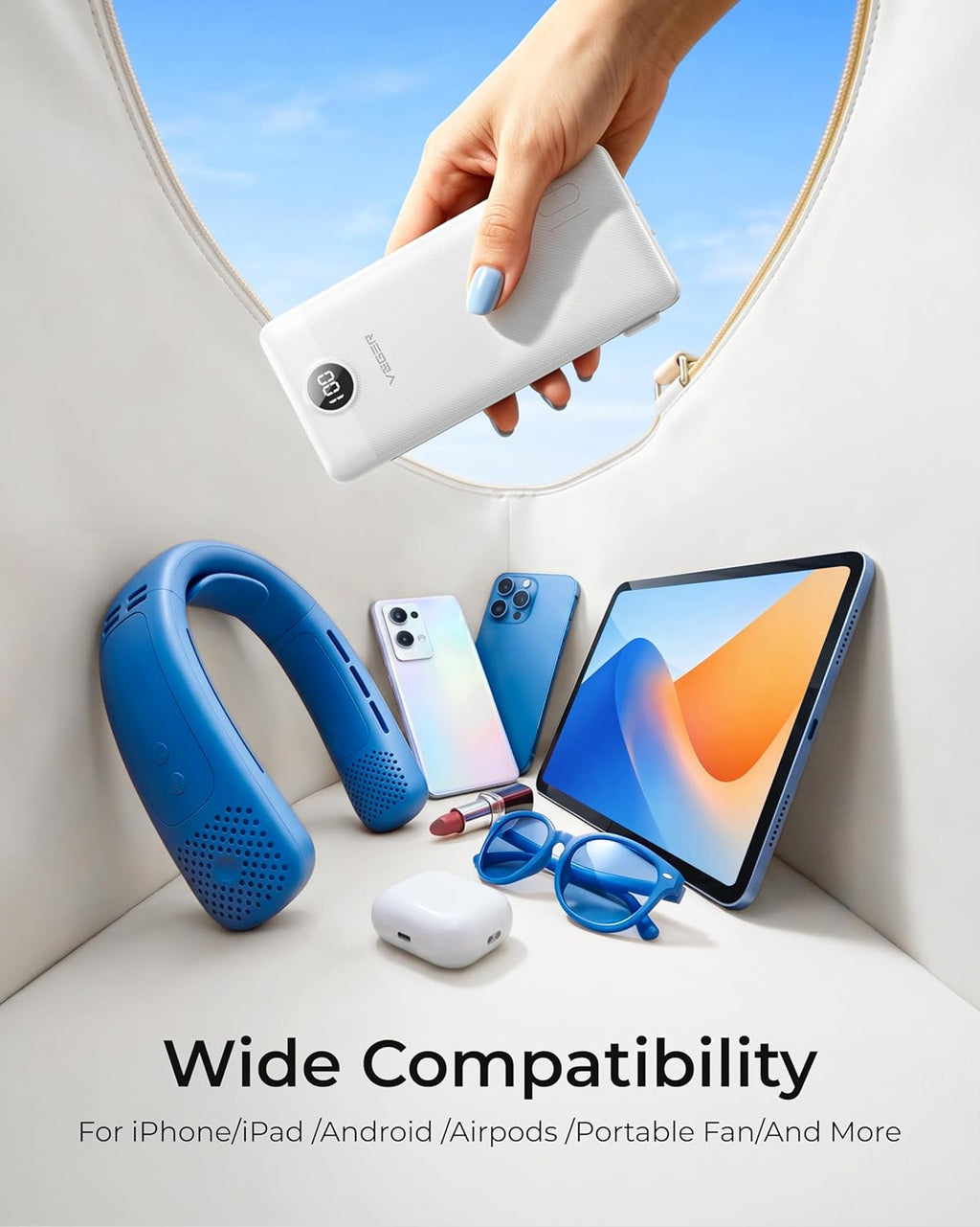 VEGER Cargador portátil para iPhone con cables integrados y enchufe...