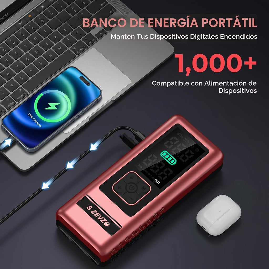 S ZEVZO Arrancador de coche con compresor de aire, 6000A 150PSI Jum...