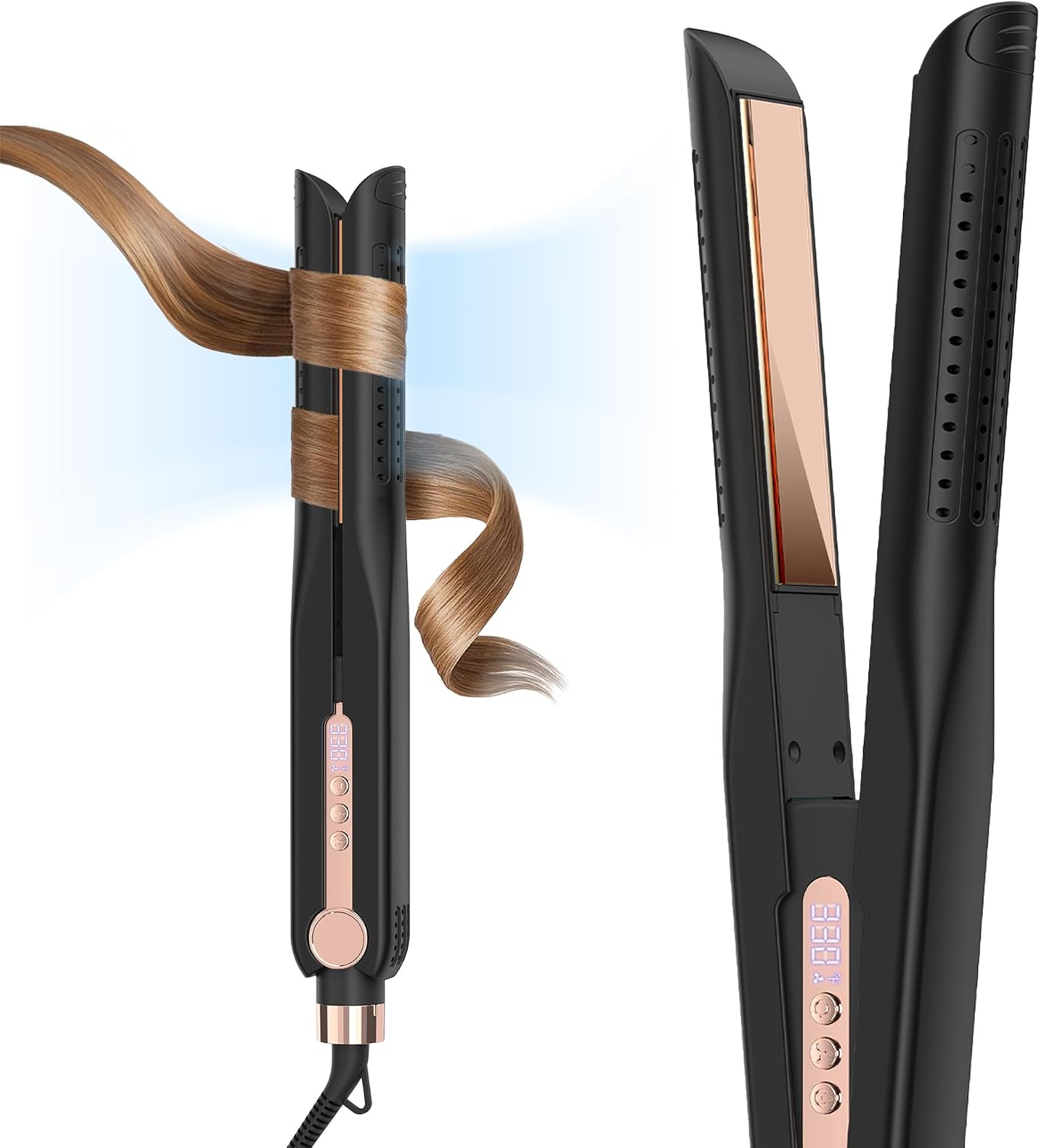 SKIMI Airflow Styler 2.0 Plancha de pelo de titanio y varita rizado...