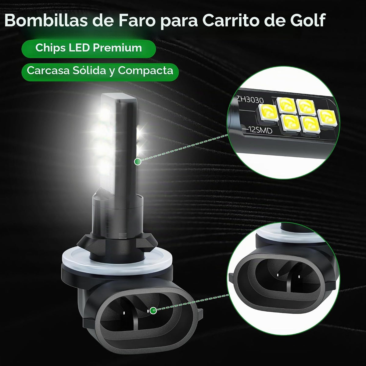 10L0L Bombilla de faro delantero para carrito de golf para EZGO 199...