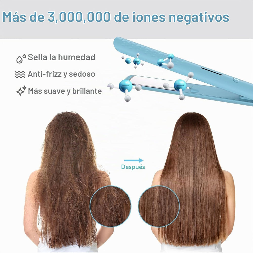 Quico Plancha para el cabello, alisadora de cabello de viaje global...