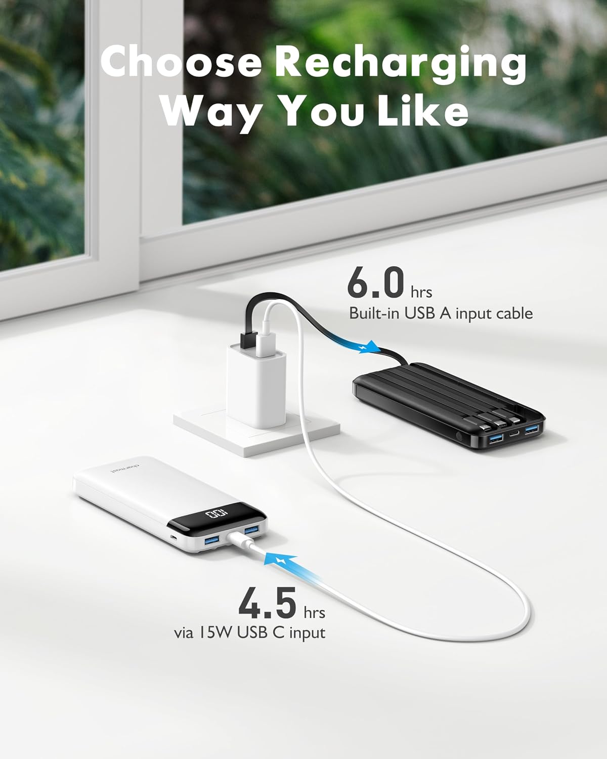 charmast Paquete de 2 cargadores portátiles de 10000 mAh, banco de...