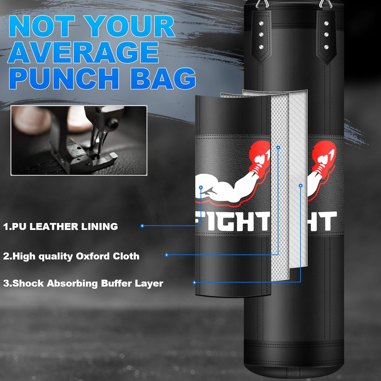 Juego de saco de boxeo para adultos, juego de saco de boxeo pesado...
