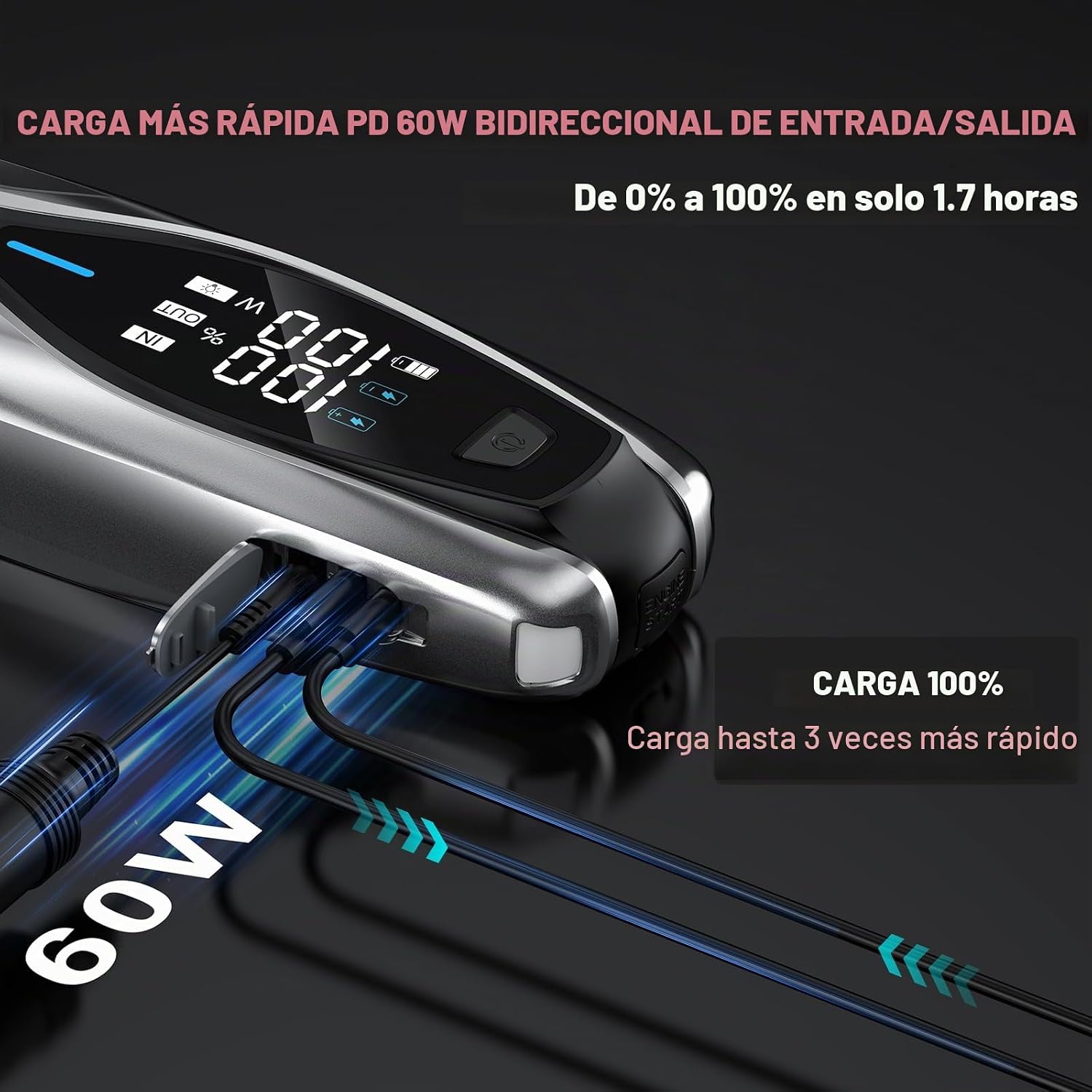 NEXPOW Arrancador de coche X7 3000A, batería portátil de 12 V con c...