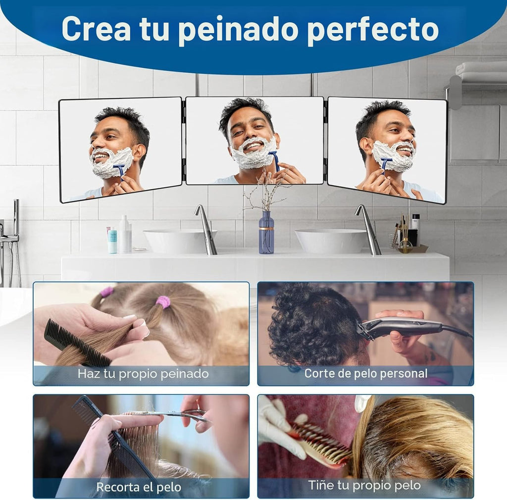 LMZNXCZ Espejo de 3 vías para corte de pelo propio, cortes de pelo...