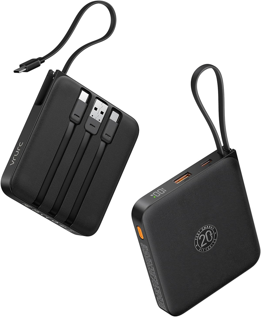 VRURC - Cargador portátil con cable incorporado, batería de 10000 m...