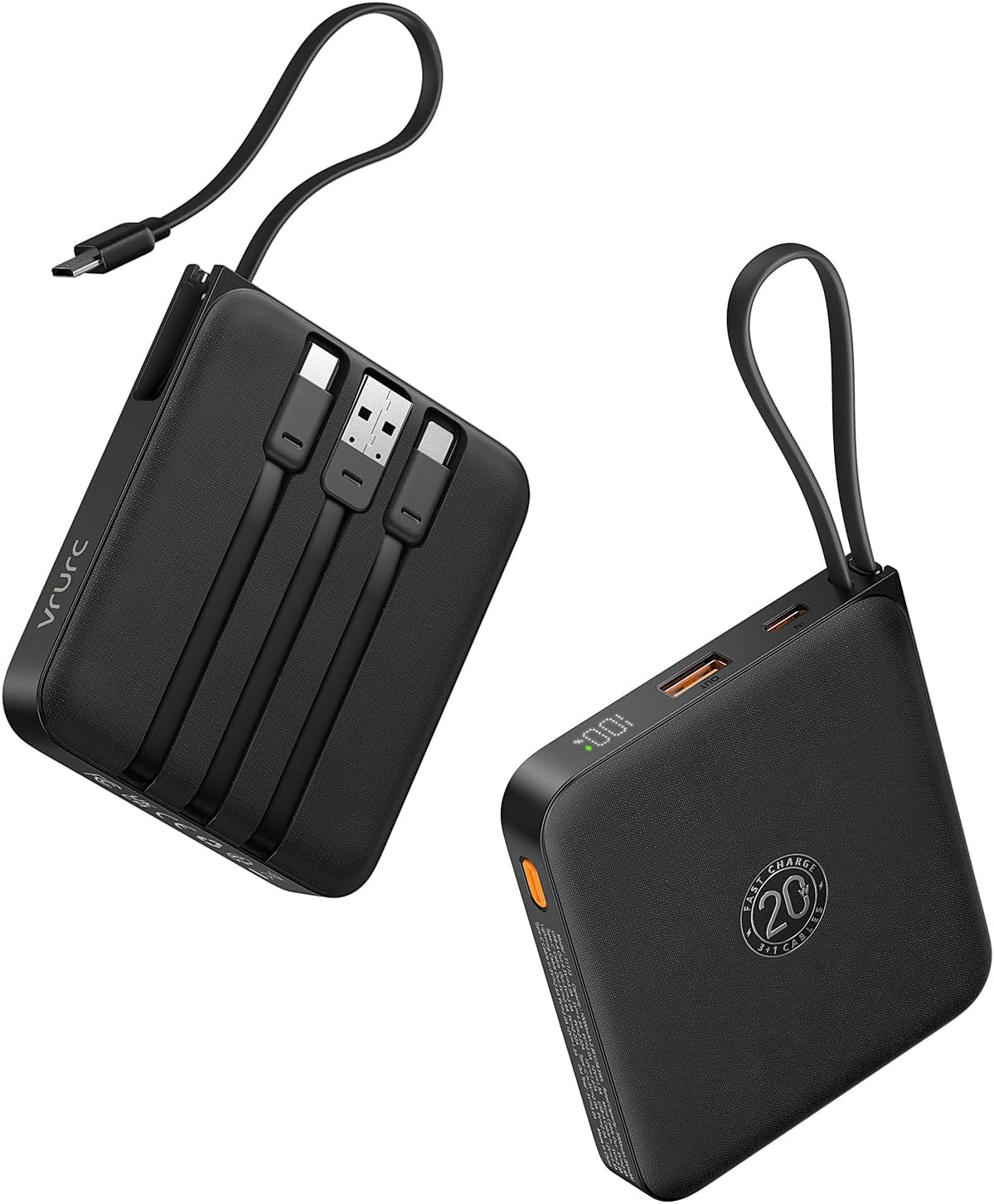VRURC - Cargador portátil con cable incorporado, batería de 10000 m...