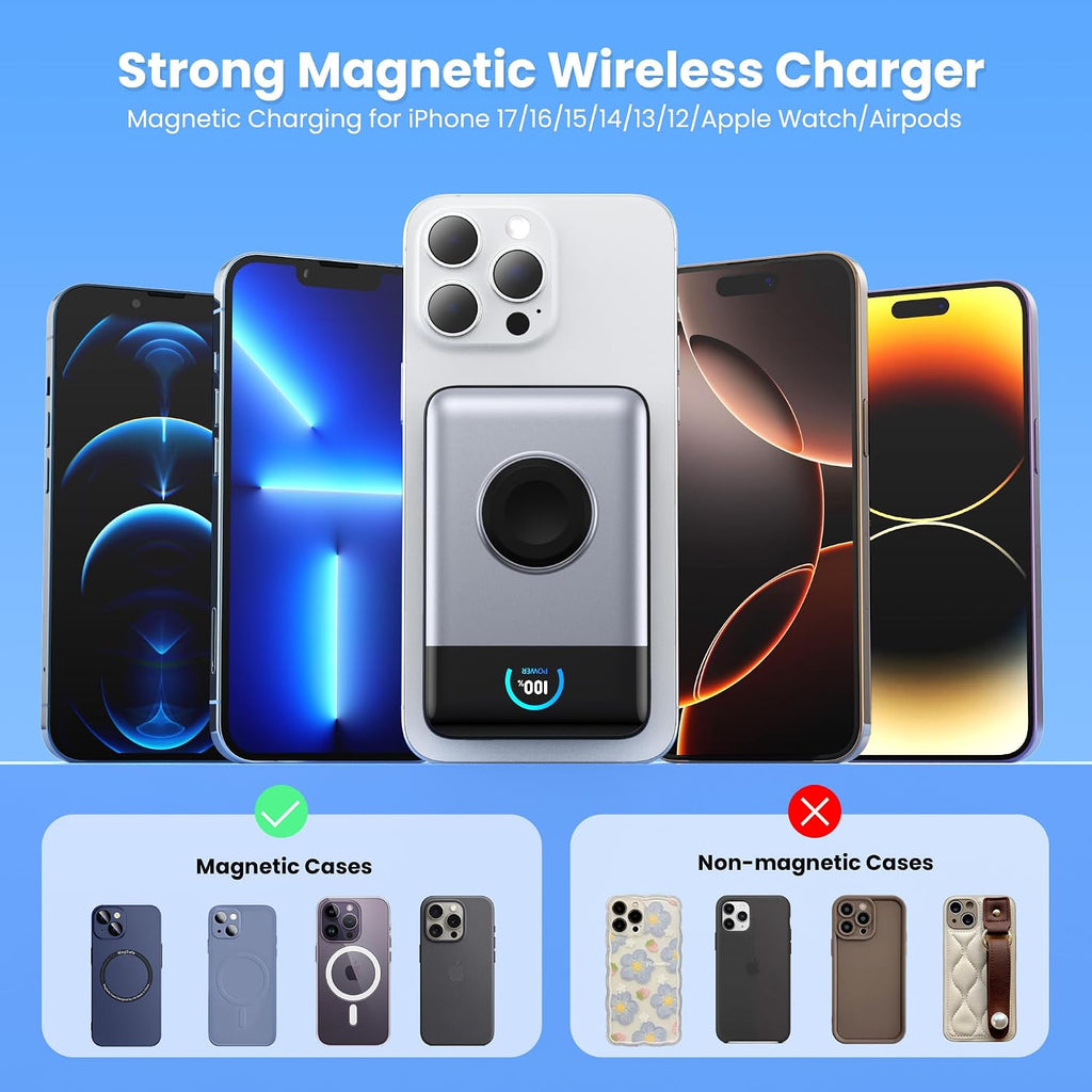 Ekrist Cargador portátil magnético para MagSafe con cable integrado...