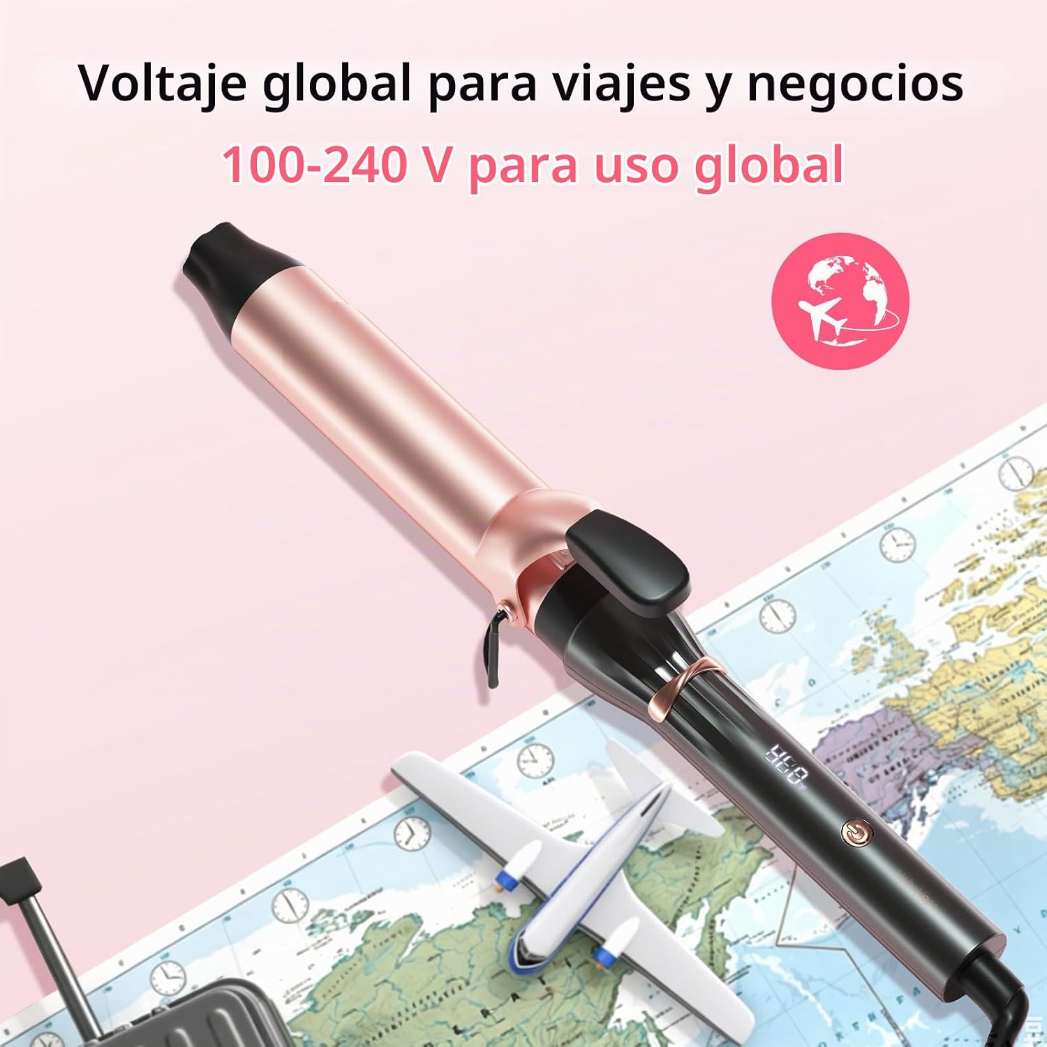 Hahahope Rizador profesional de 1 1\/2 pulgadas con abrazadera, var...