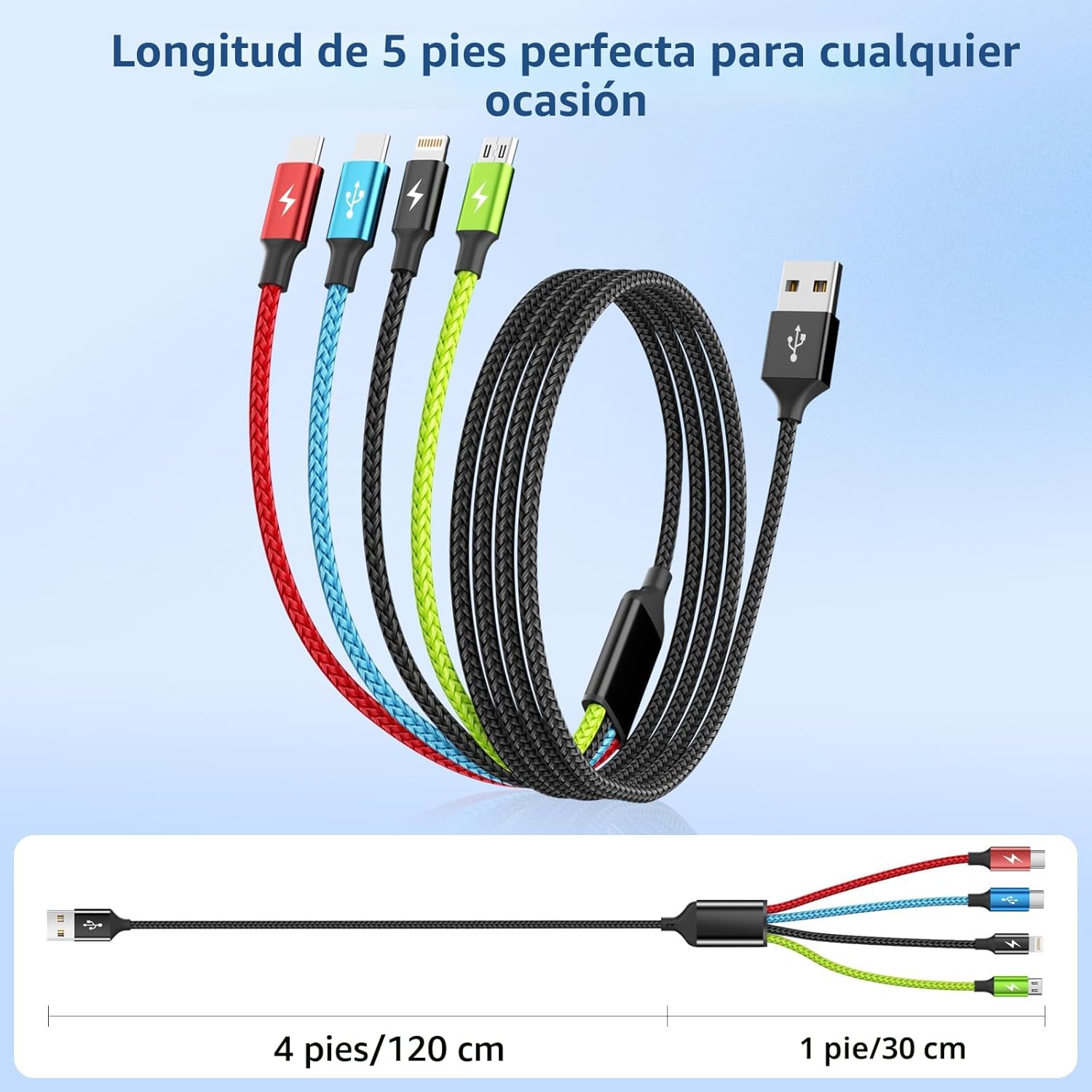 Firsting Travel Essentials - Cable de carga múltiple [2 unidades de...