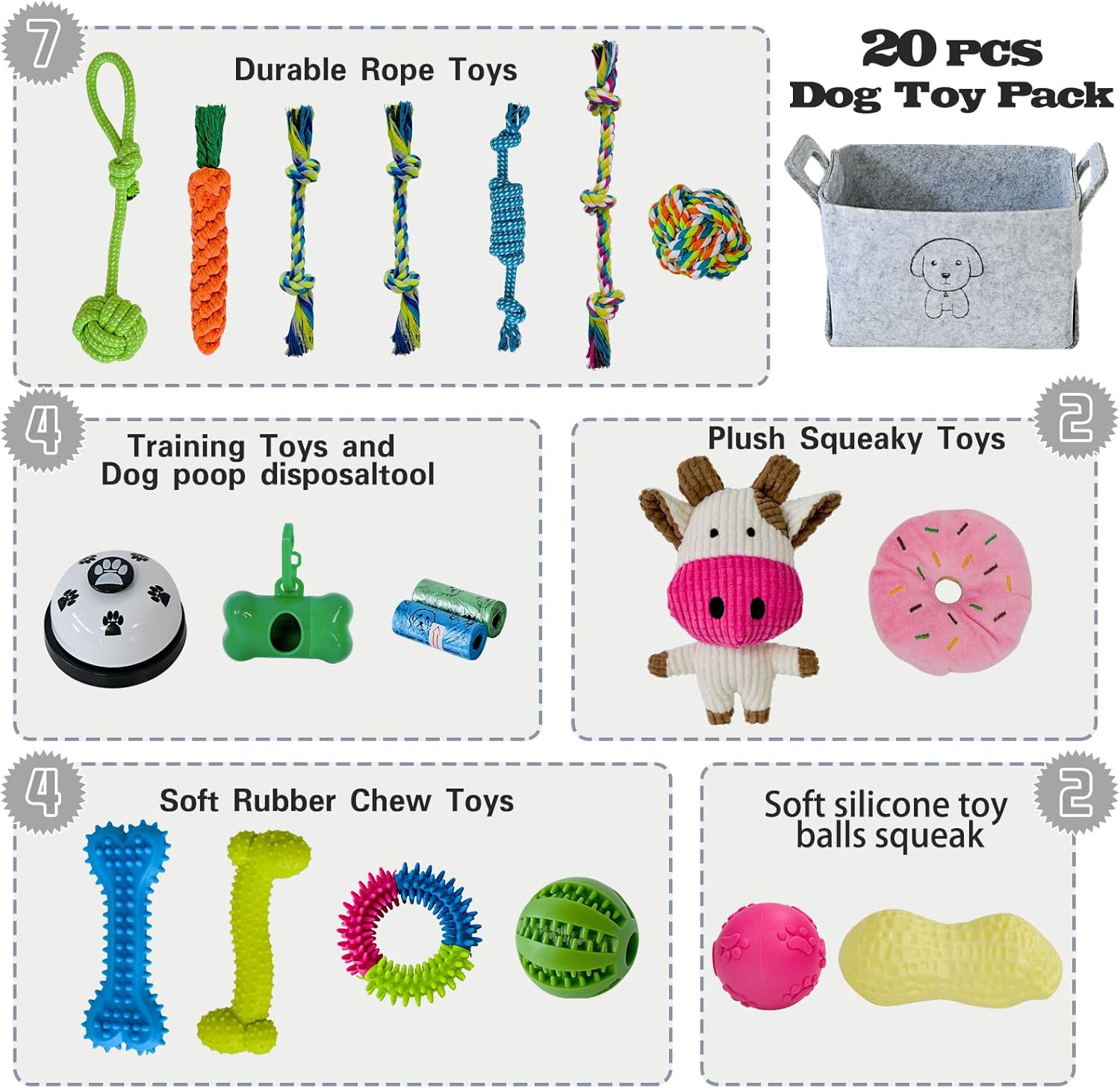 MRSOHRET 20 Piezas Juguetes Masticables para Cachorros en Dentición...