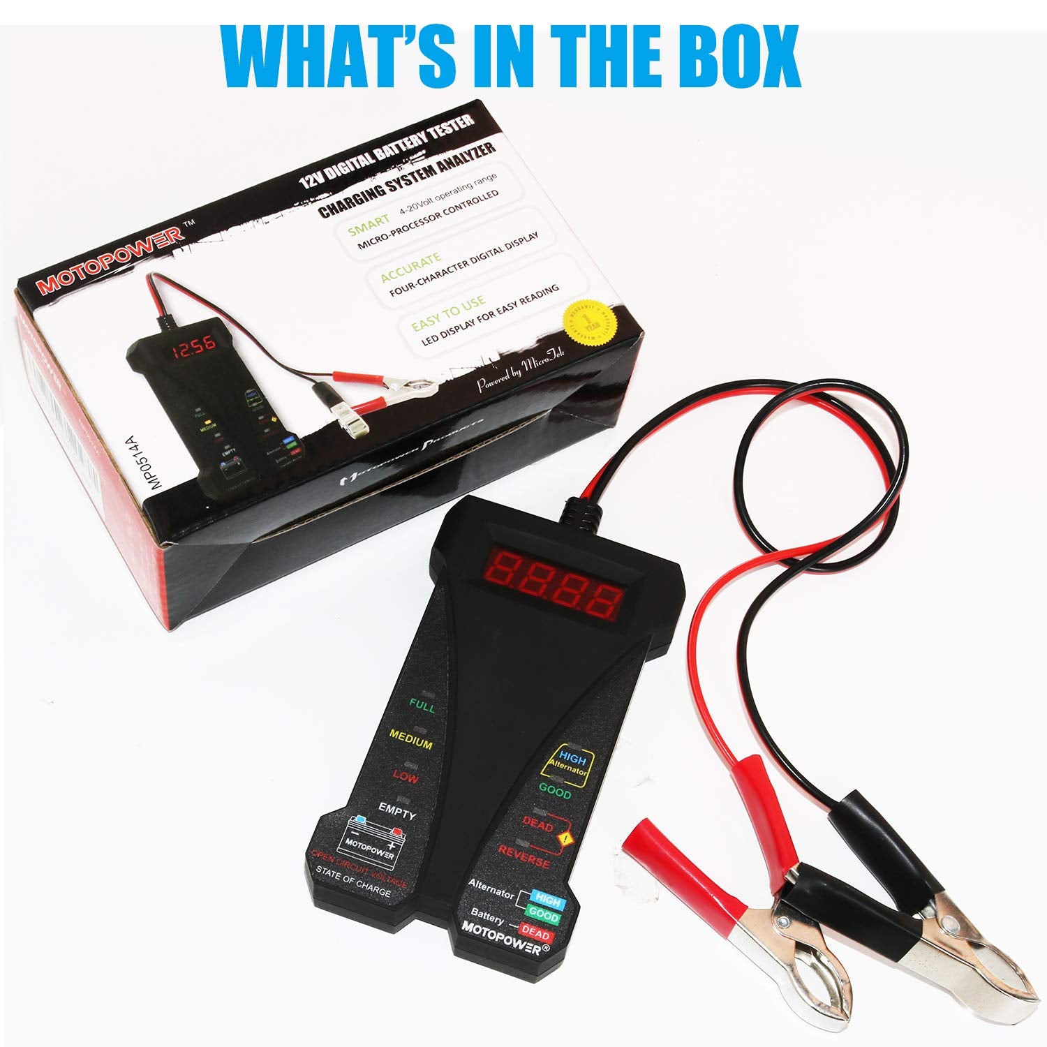 MOTOPOWER MP0514A - Probador digital de batería de coche de 12 V, v...