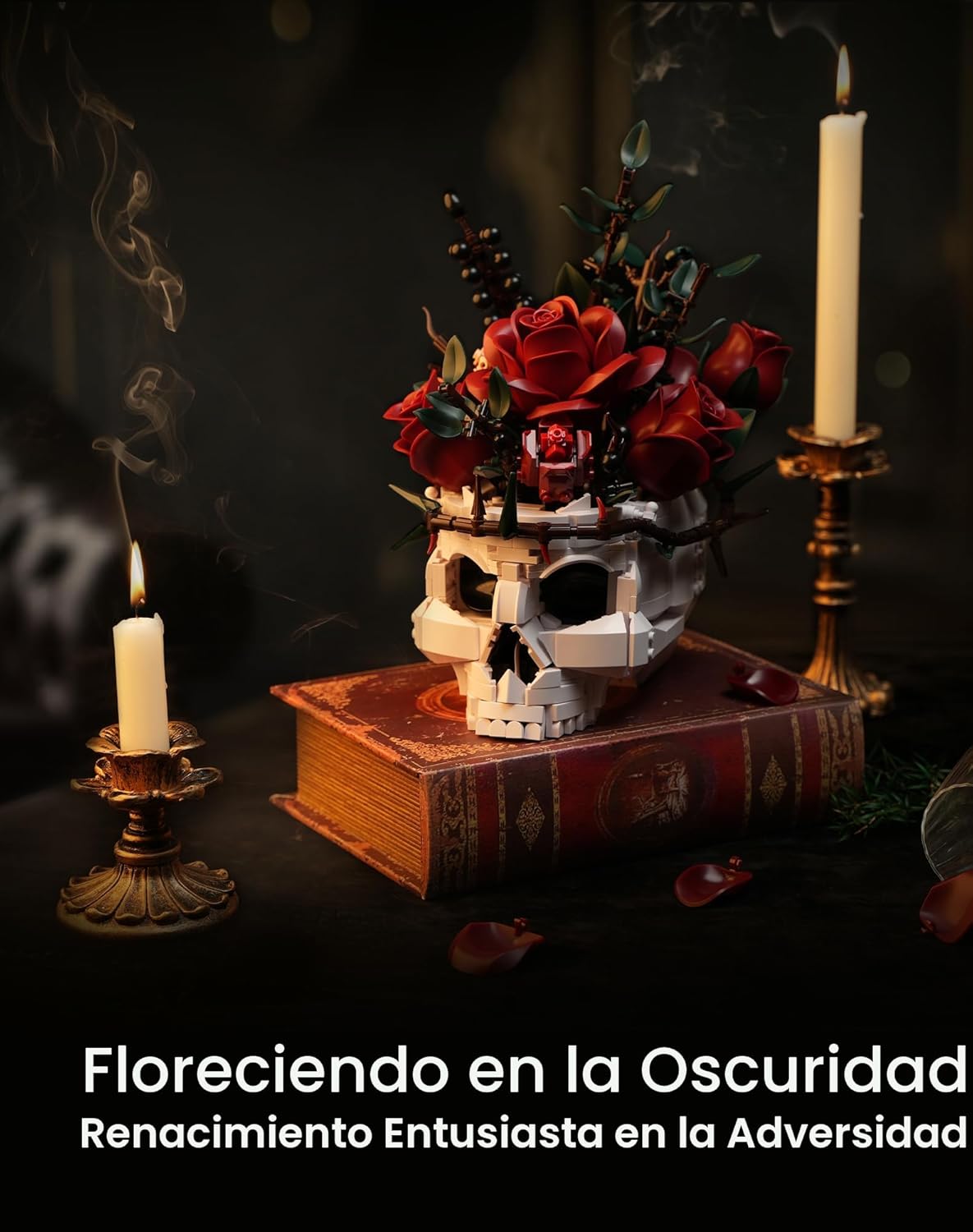 iATOM Juego de construcción de ramo de flores de calavera y rosas,...