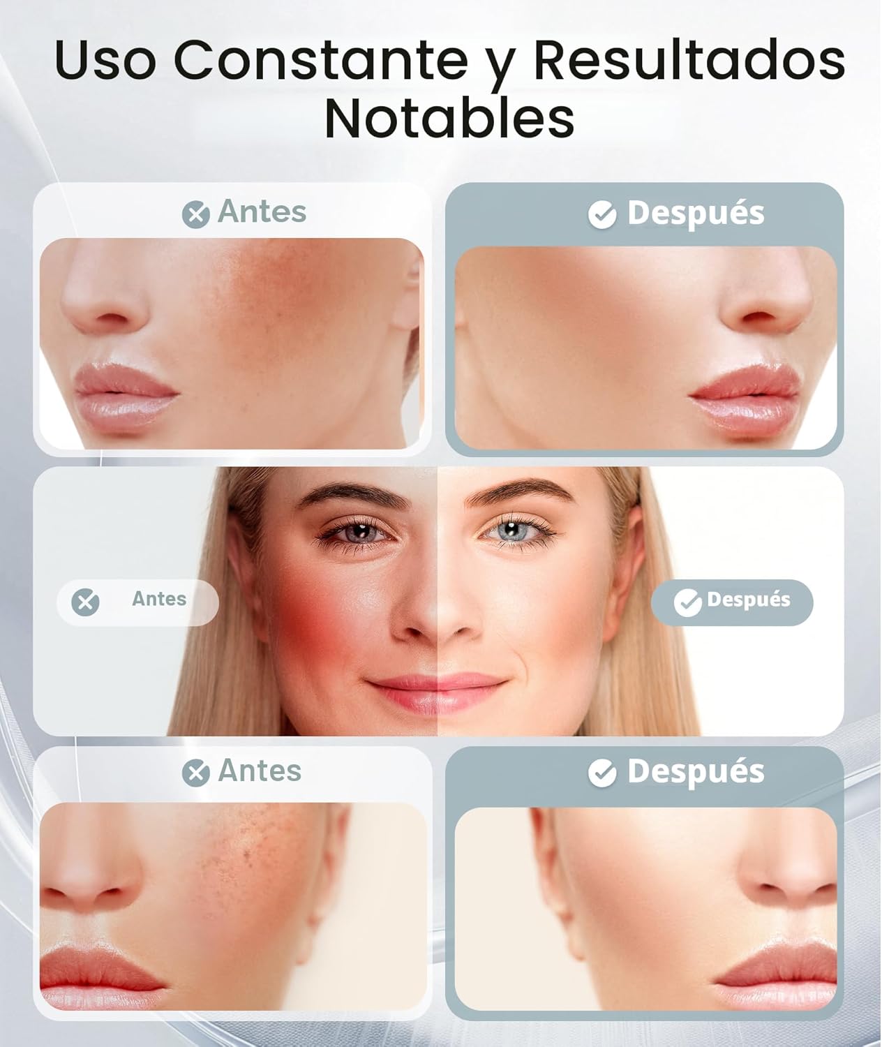 Dopsikn Terapia de luz roja para cara y cuello, masajeador facial d...