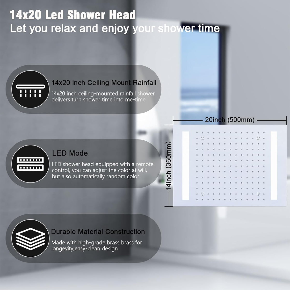NPYSVSSS - Sistema de ducha termostático con cabezal LED de montaje...