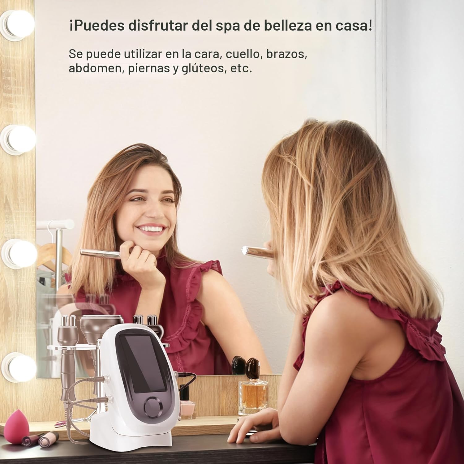Rejuvenecedor de piel RF no inalámbrico MZONG - Combo de luz LED pa...