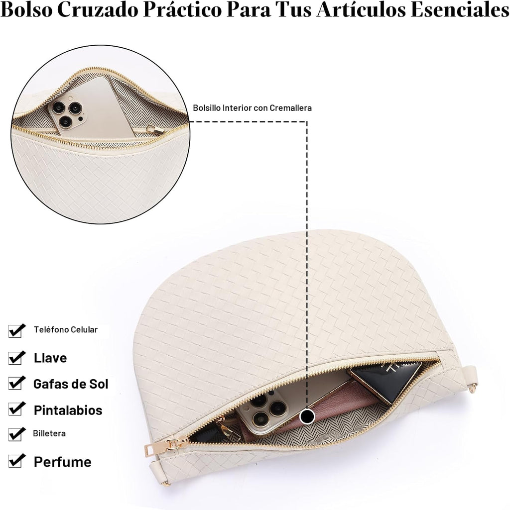 Bolsos cruzados tejidos para mujer, riñonera tipo bandolera de cuer...