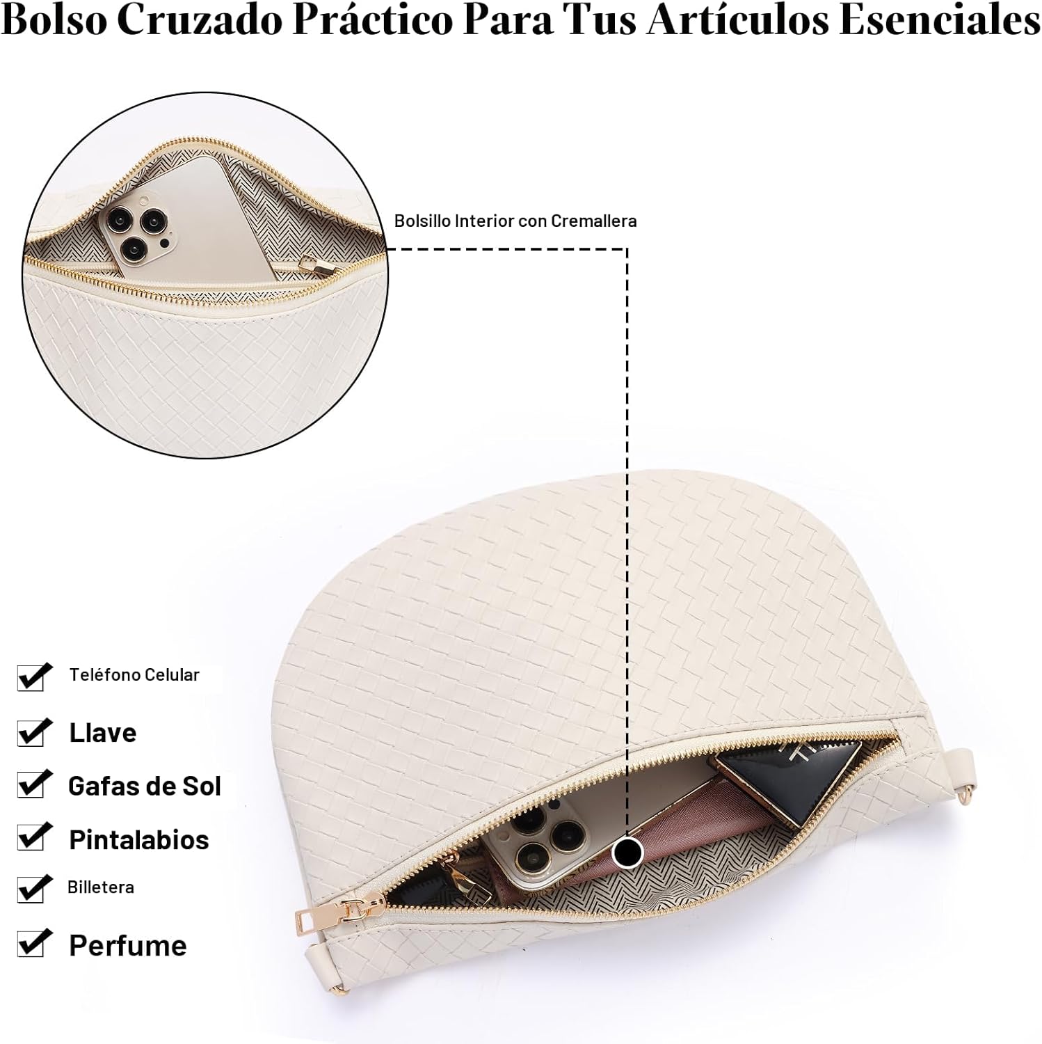 Bolsos cruzados tejidos para mujer, riñonera tipo bandolera de cuer...