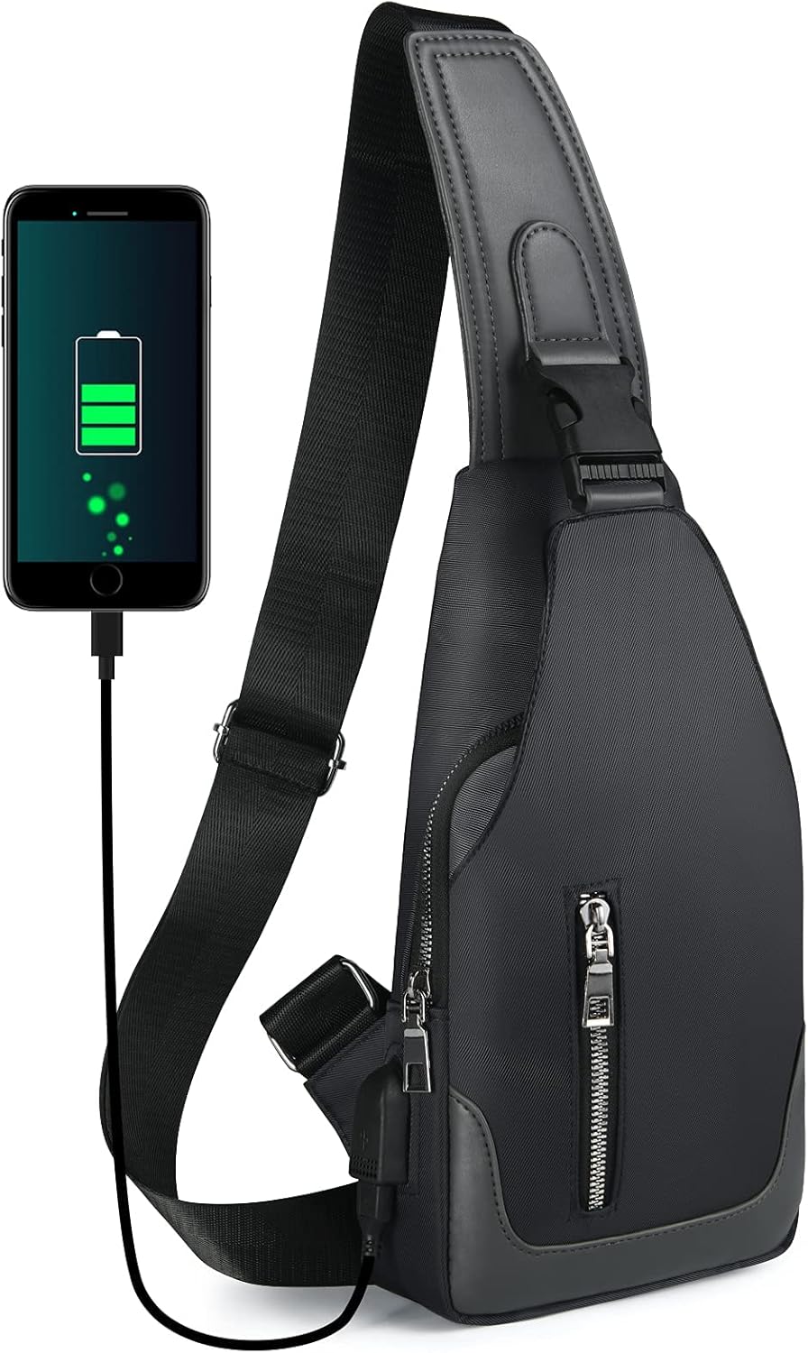C&amp;Xanadu Mochila bandolera con puerto de carga USB, bolsa de pe...