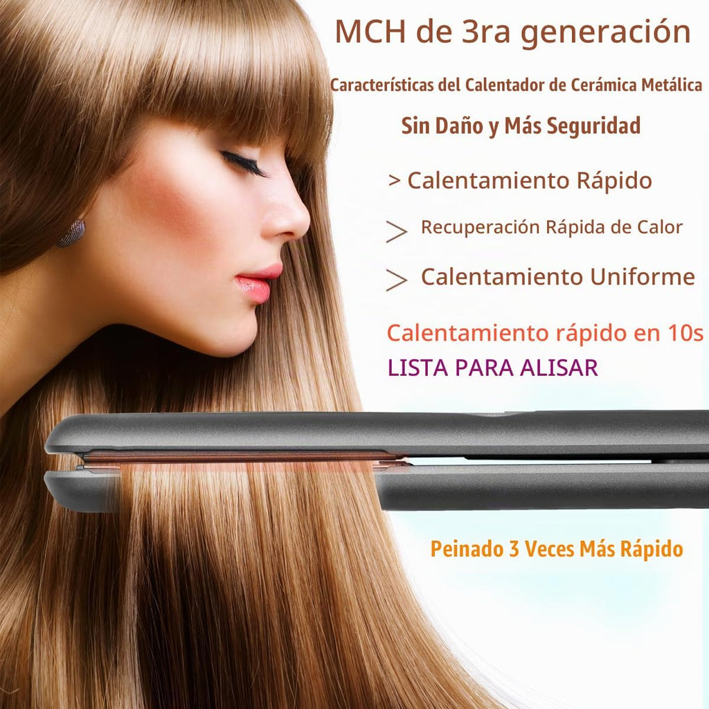 NITION Plancha de pelo de cerámica turmalina LCD. Plancha plana MCH...