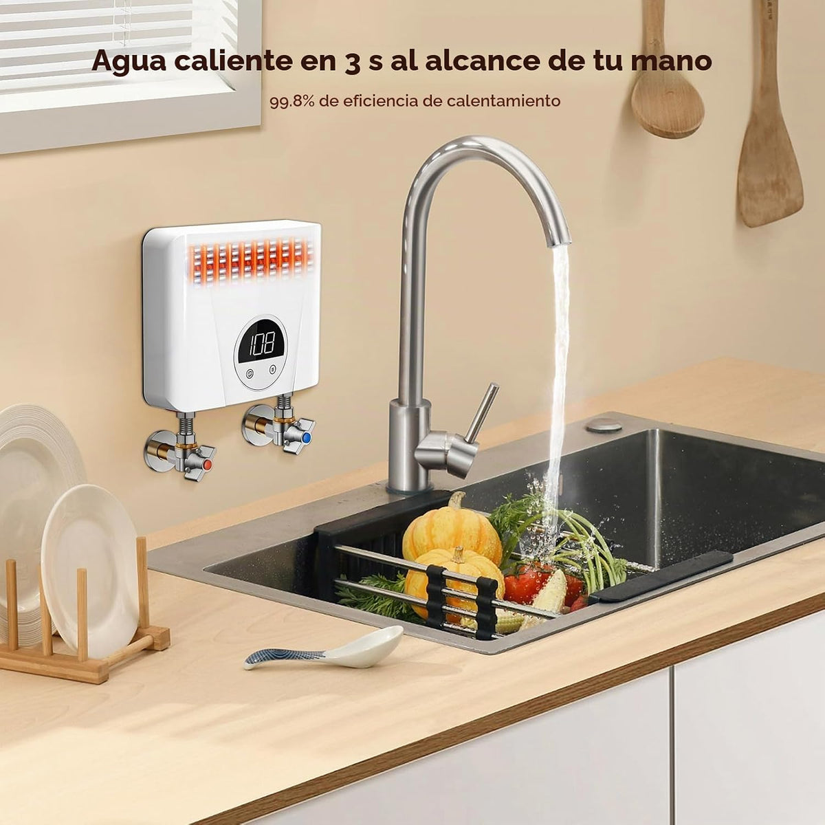 CAMPLUX - Calentador de agua eléctrico sin tanque, 3.5 kW a 120 vol...