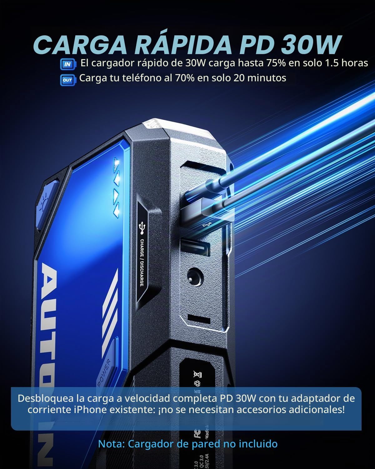AUTOONE 9500A Arrancador de Coche 12V Arrancador de Batería de Coch...
