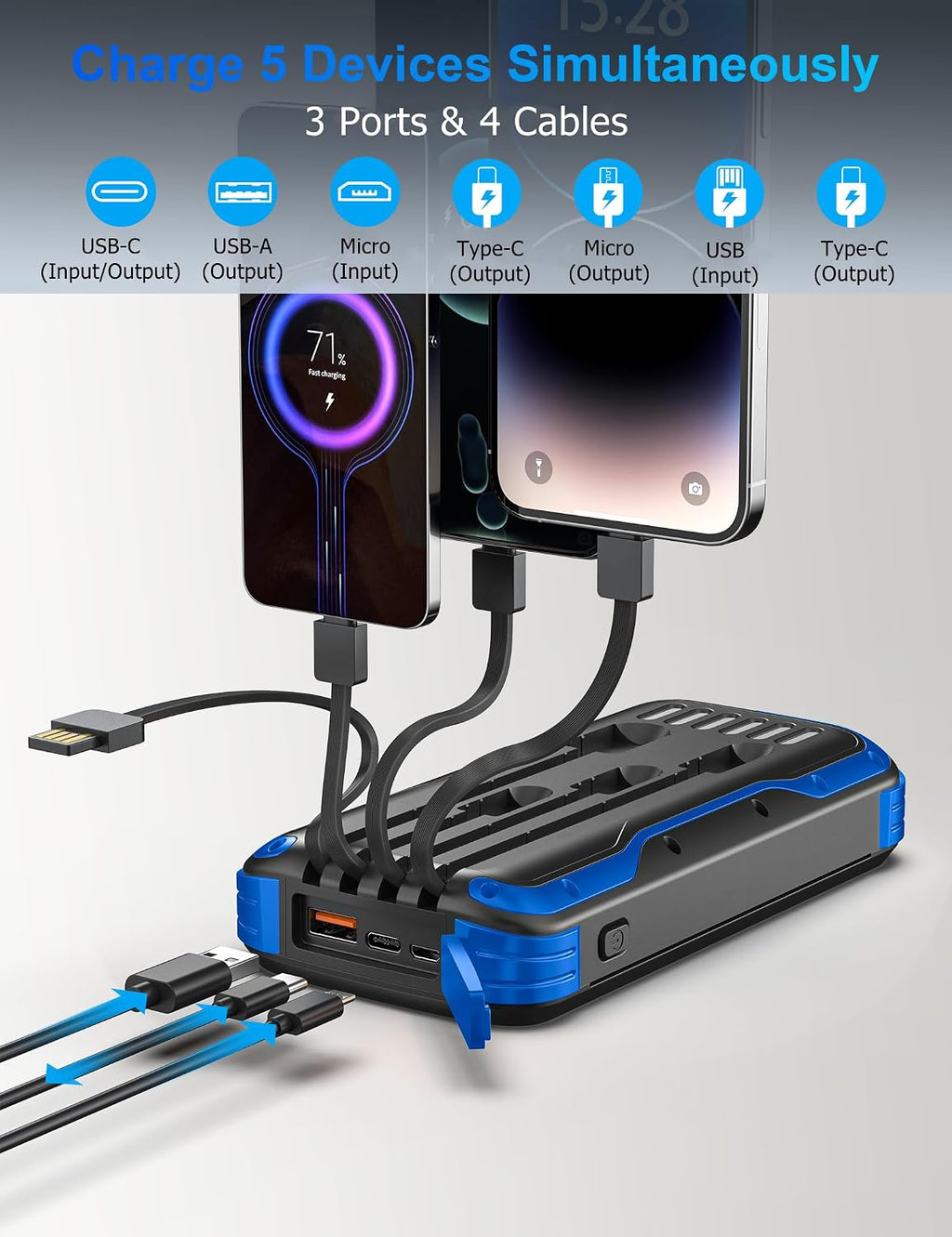 MINRISE Cargador solar, cargador portátil de 40000 mAh, PD de 20 W,...