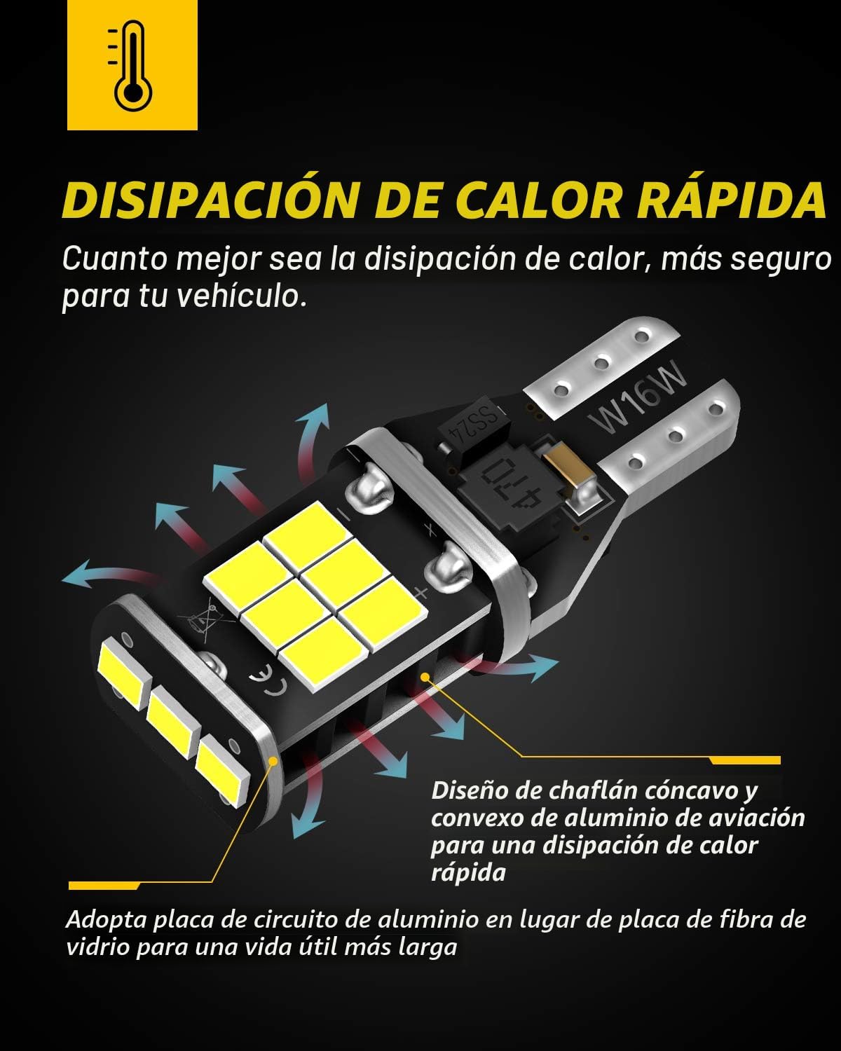 AUXITO Bombilla LED 912 921 para luz de respaldo, luces de marcha a...