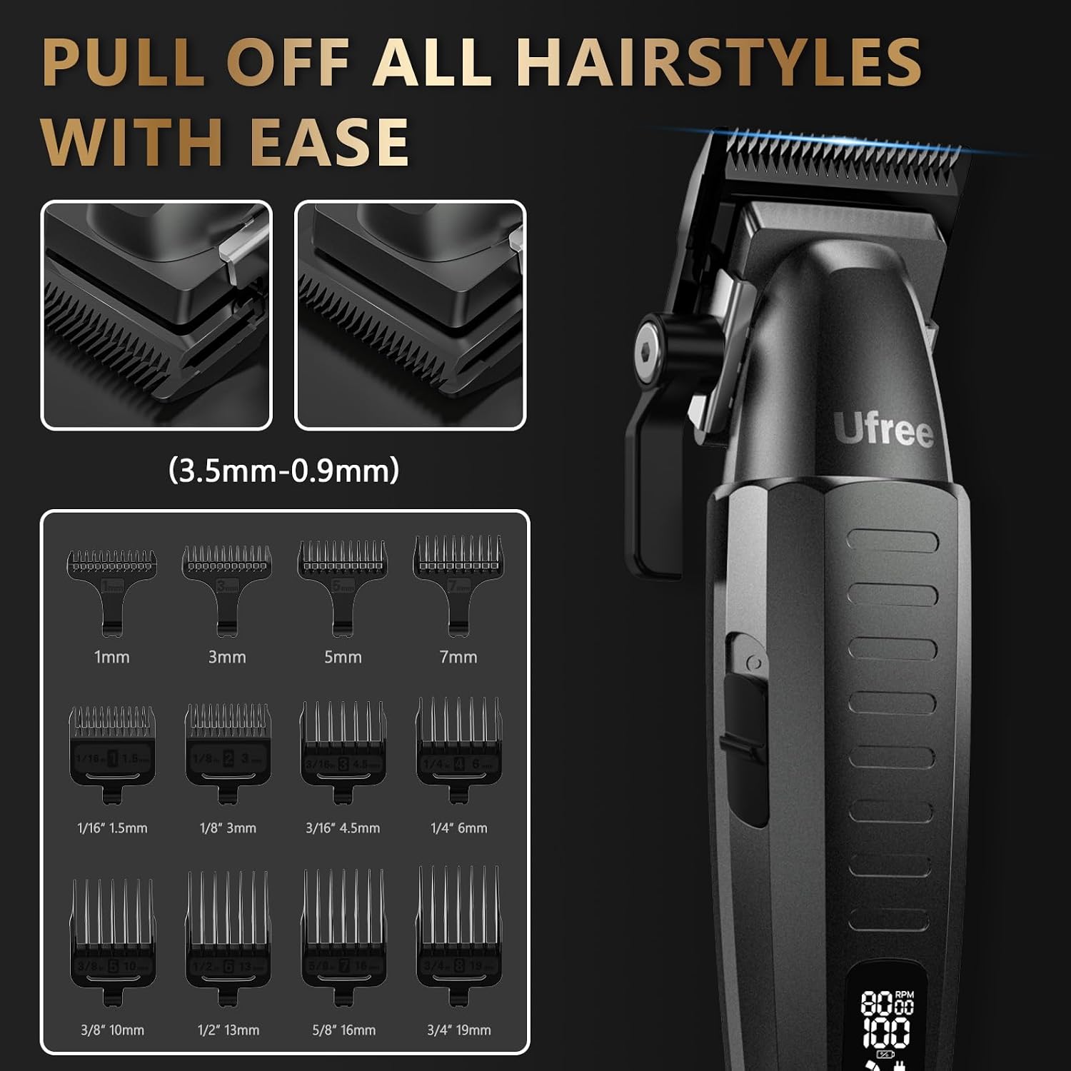 Ufree - Cortapelo profesional para hombres con bolsa, juego de cort...