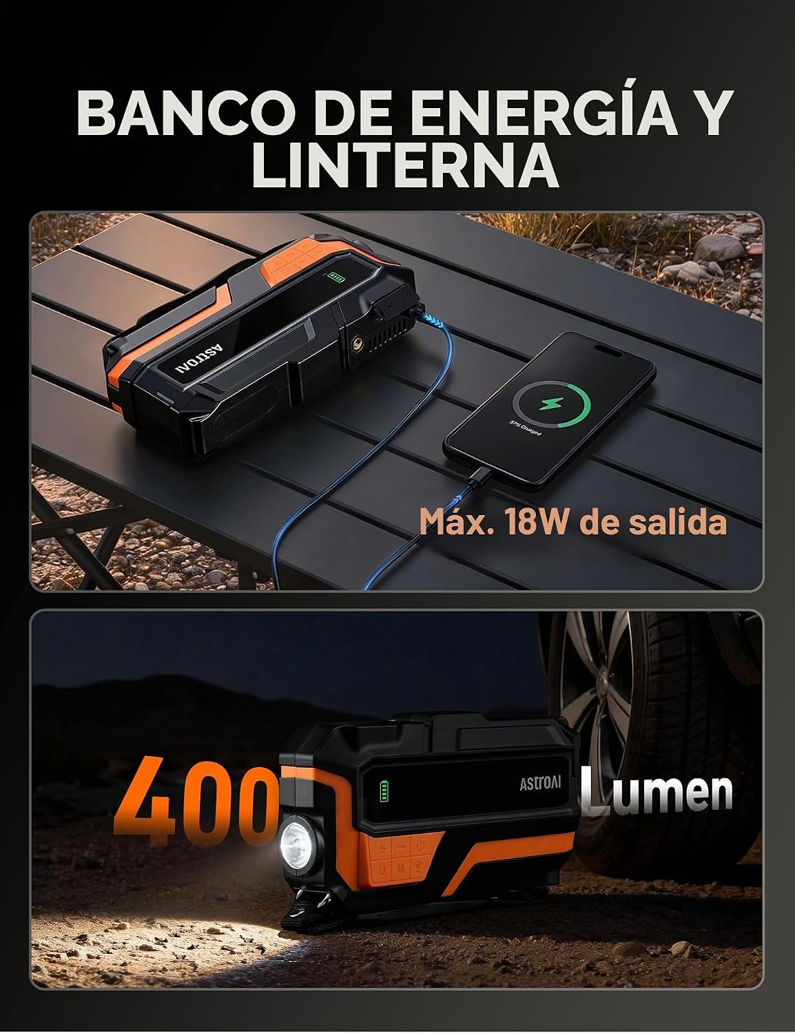 AstroAI Arrancador del salto del coche de M10 6000A con el compreso...