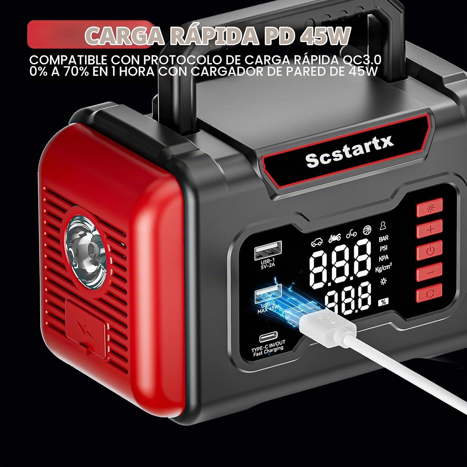 Arrancador Portátil para Automóvil con Compresor de Aire, 4000A Pic...