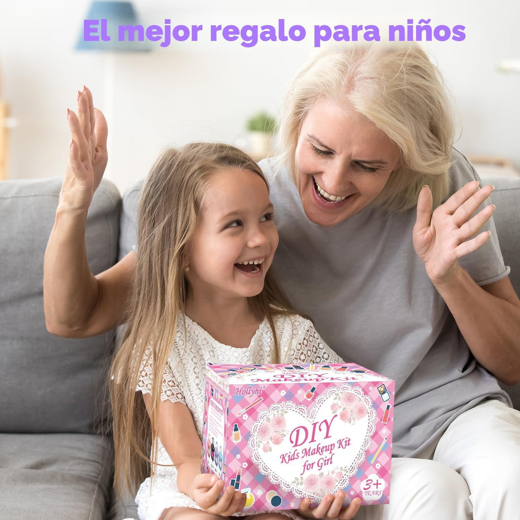 Hollyhi 58 piezas de kit de maquillaje para niñas, juguetes de prin...
