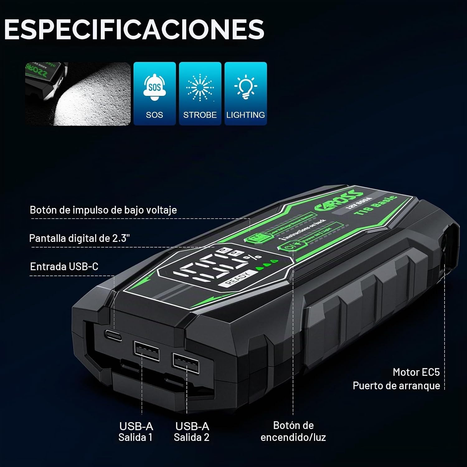 CAROSS Arrancador de batería de coche \u2013 Arrancador de salto de...
