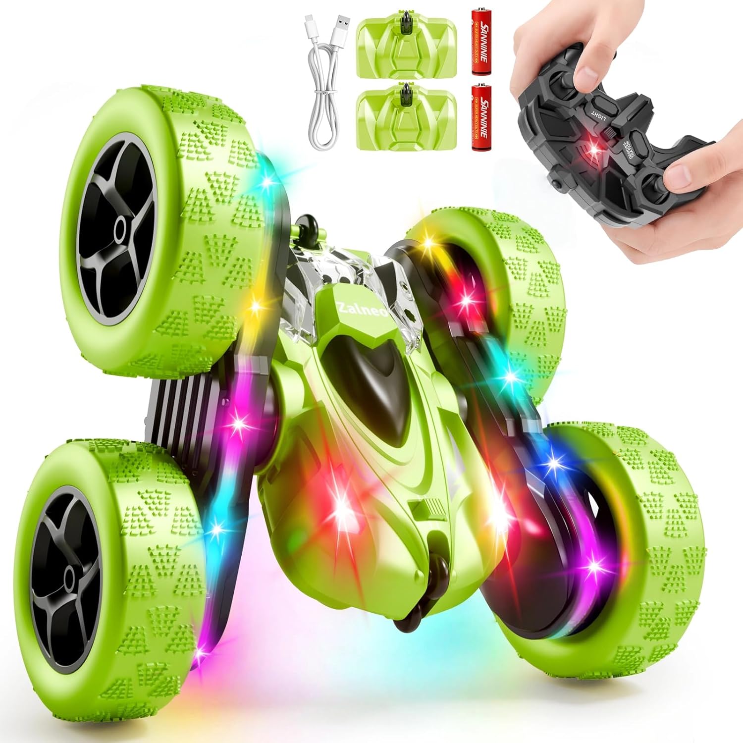 Zalneo Coche de acrobacias con control remoto \u2013 4WD 360° Flip...