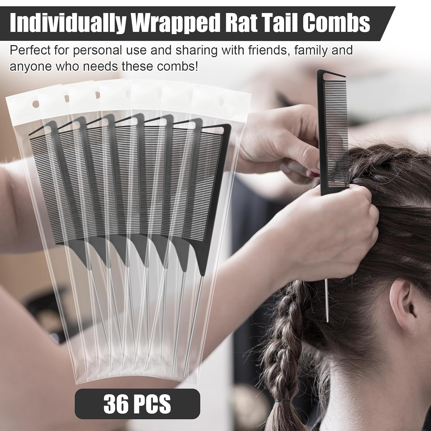 NICEMOVIC Paquete de 36 peines para trenzar cola de rata, a granel...