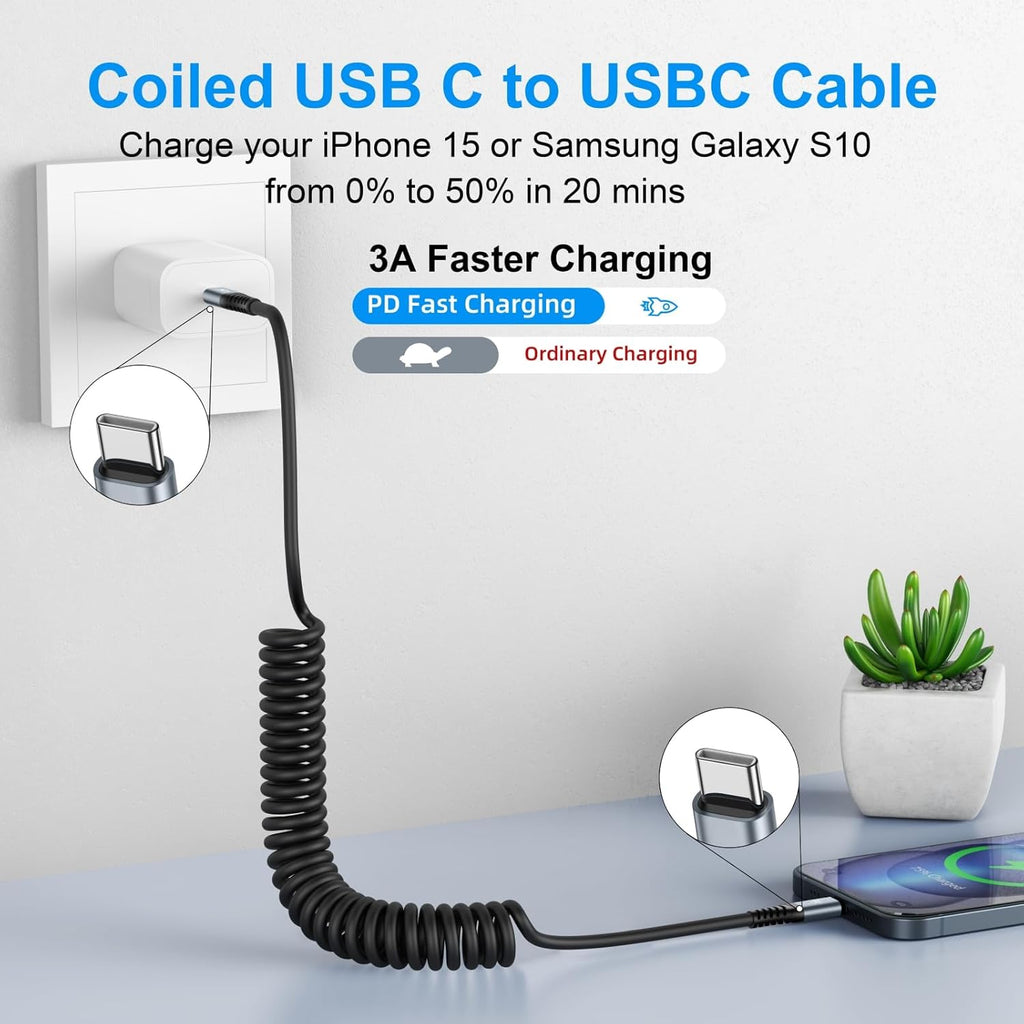 Cable USB C a C de 3 pies, paquete de 2 cables de carga USB C en es...