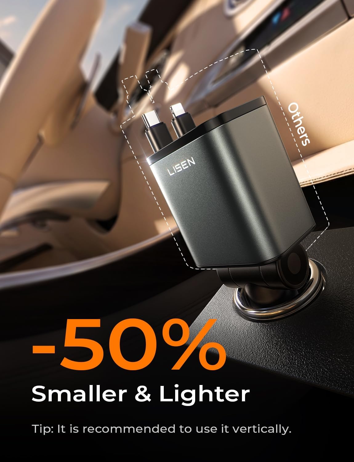 LISEN Cargador de coche retráctil Starlight 4 en 1, adaptador de ci...
