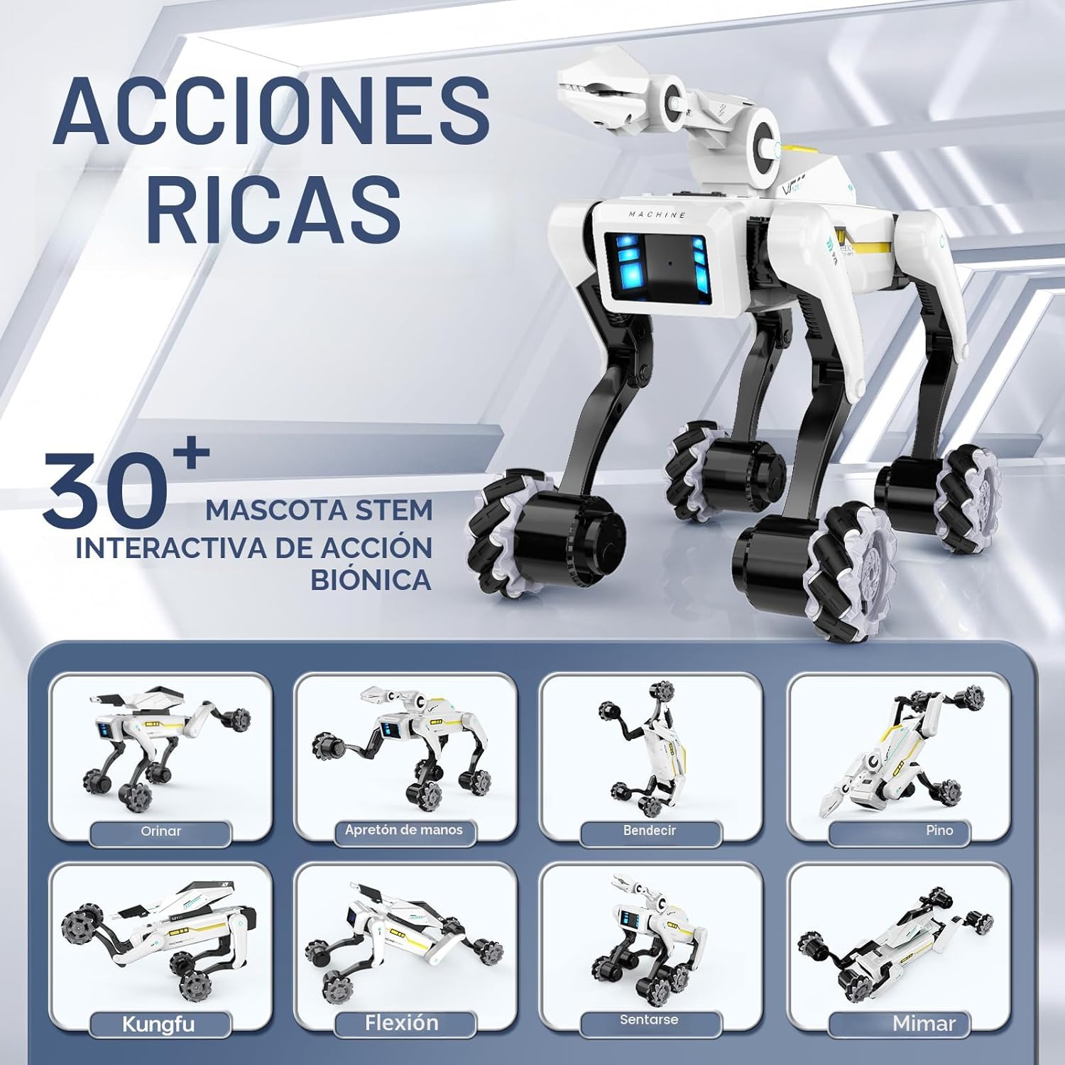 Kit de perro robot 3 en 1 con ruedas, más de 30 acciones biónicas,...