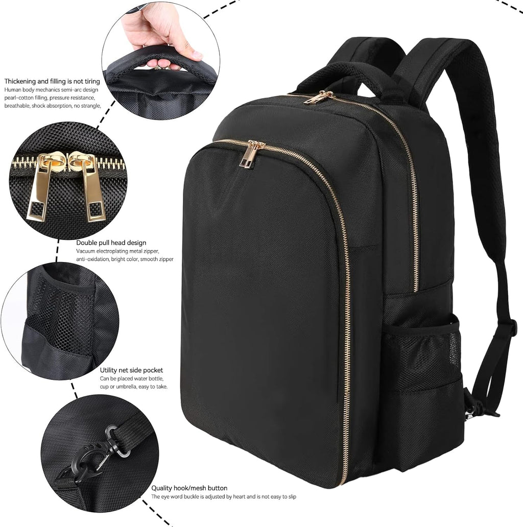 AIHOPESTO Mochila de Viaje para Barbero (Negro, 17.7 x 12.6 x 7.5 p...