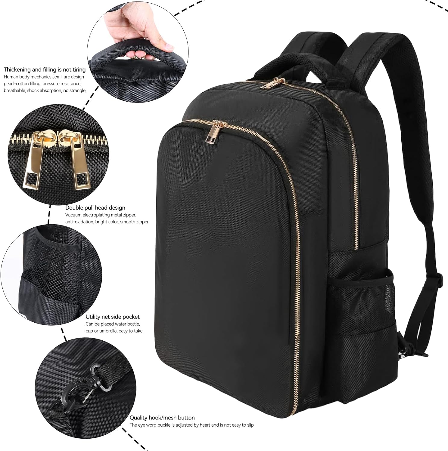 AIHOPESTO Mochila de Viaje para Barbero (Negro, 17.7 x 12.6 x 7.5 p...